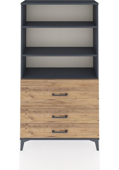 Arges Dolap 3 Raflı 3 Çekmeceli 88x30x163 Antrasit-çam Antrasit