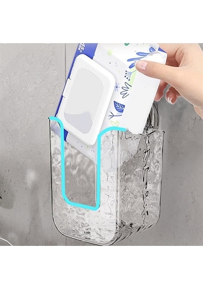 Sunup Sn-26822 Çok Amaçlı Duvar Tipi Islak Mendil Tutucu Raf Şeffaf