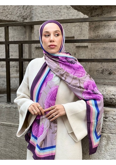 Moda Kaşmir Margarit Desen Bambu Şal MÜRDÜM