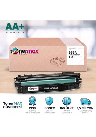Hp 655a Cf450a Siyah Uyumlu Toner Aa Plus / Color Laserjet Enterprise M652 / M653 / Mfp M681 / M682