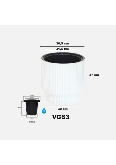 Vega Saksı 3 No Beyaz 27 Lt