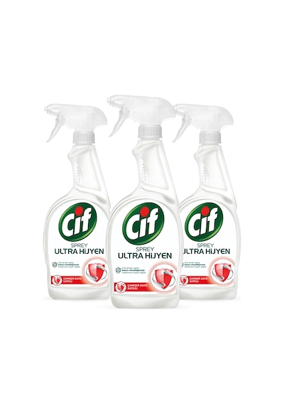 Cif Sprey Temizleyici Her Yerde Ultra Hijyen Çamaşır Suyu Katkılı 3 x 750 ML