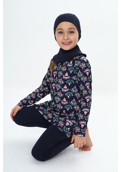 My Kids Wear 7-16 Yaş Tesettür Mayo Gri - Yeşil