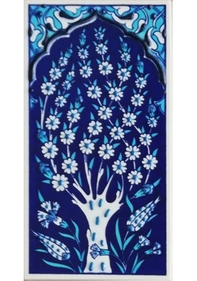 Armada Çini 10X20 Cm Ed 204 Kobalt Hayat Ağacı El Dekoru Çini