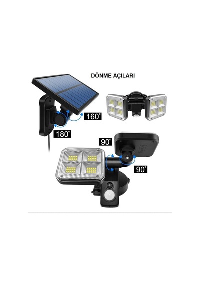 Tr Upway Güneş Enerjili 120 Led Şarjlı Hareket Sensörlü 500 Lümen Solar Aydınlatma Lamba