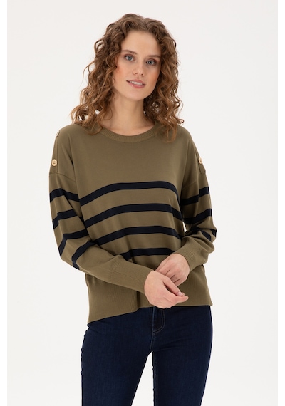 U.S. Polo Assn. Kadın Haki Bisiklet Yaka Kazak 50297070-VR027