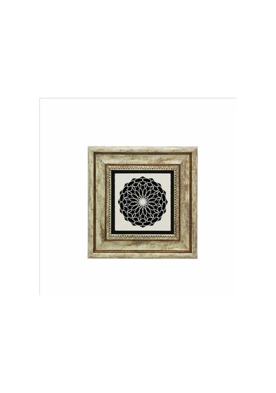 Yuvarlak Rumi Desen Baskılı Taş Tablo 20x20