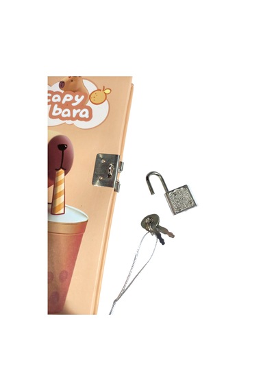 Capybara Hatıra Defteri Günlük Kilitli Defter 80 Yaprak - Bubble Tea Kahverengi