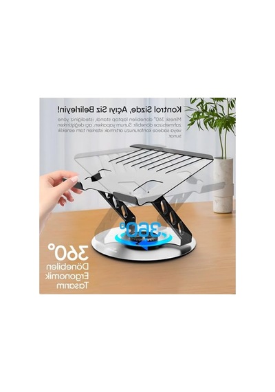 Ayarlanabilir Alüminyum Laptop Standı, 360 Derece Dönebilir 1