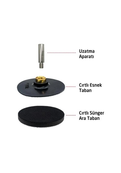Rox Wood 0181 Esnek Cırt Zımpara Taban Seti 115 MM  ( 3 Parça )