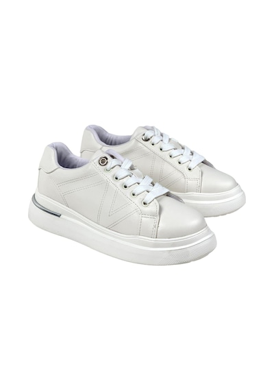 Kadın Erya Beyazgümüş Bağcıklı Günlük Spor Ayakkabı Sneaker 3 Cm Sp110 001