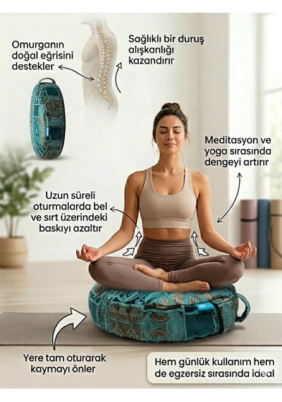 Tr 60cm Çapında Yoga Minderi, Karabuğday Kabuğu Dolgulu Meditasyon Minderi, Geniş Yoga Minderi, Premium İtalyan Ku Diğer