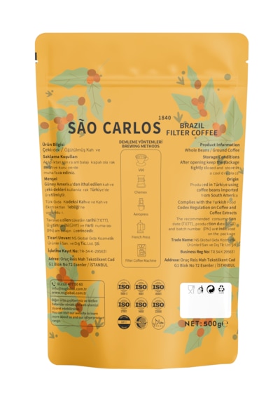 Brazil Filtre Kahve 500 Gr Brezilya Cerrado Mineiro Single Origin Çekirdek