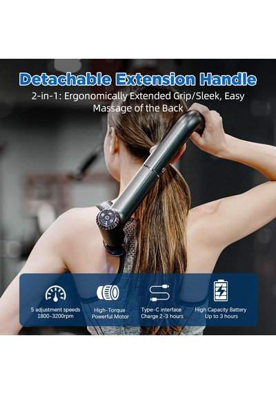 Isı Ve Soğuk İle Emicool Masaj Tabancası, 2'si 1 Arada Genişletilmiş Saplı Taşınabilir Mini Kas Masajı, Ev Spor Salonu İçin El Elektrikli Perküsyon Derin Masaj Doku Masaj Tabancası