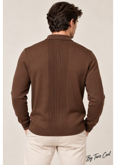 Cool Tarz Erkek Polo Yaka Yarım Fermuarlı Önü Fitilli Slim Fit Akrilik Pamuk Triko Kazak Kahverengi Kahverengi Cool Tarz Erkek Polo Yaka Yarım Fermuarlı Önü Fitilli Slim Fit Akrilik Pamuk Triko Kazak Kahverengi Kahverengi