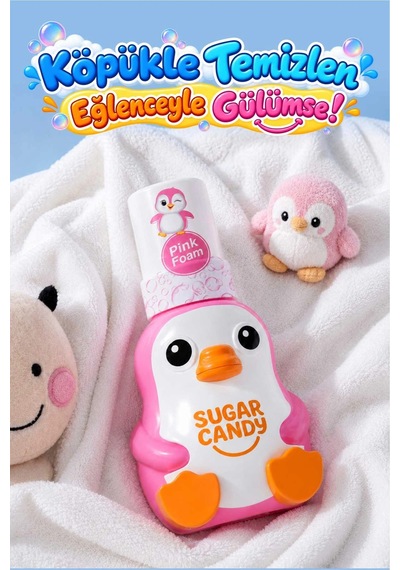Sugar Candy Çilek Kokulu Doğal Vegan Çocuk Köpük El Sabunu Lolly 350 Ml Paraben İçermeyen Pembe Köpü