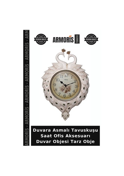 Duvara Asmalı Tavuskuşu Saat Ofis Aksesuarı Duvar Objesi Tarz Obje Diğer