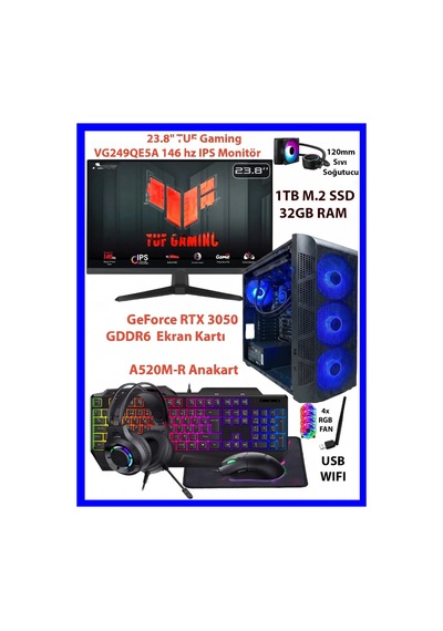 Comloji CMLJ78 R5-5500 32 GB 1 TB SSD RTX3050 24" Free Dos Masaüstü Oyuncu Bilgisayarı