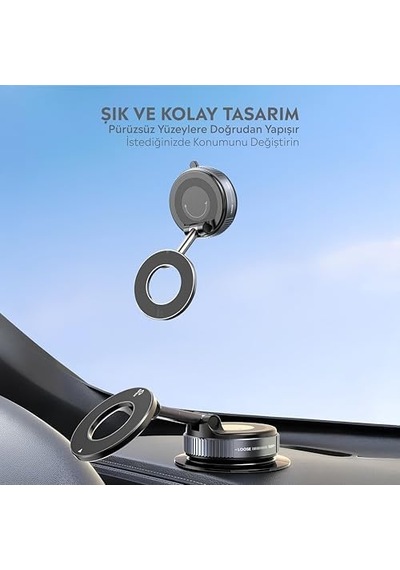 Araç İçi Ve Masaüstü 360 Derece Dönebilen Vakum Özellikli Magnetik Telefon Tutucu
