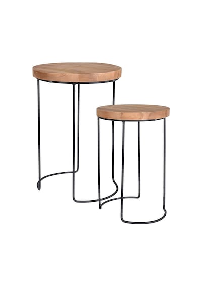 Sehpa Takımı Teak 2 Parçalı Kahverengi