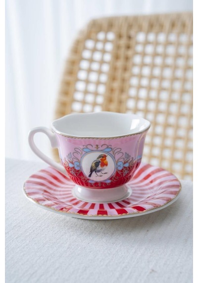 Acar Syt-08596 Birdie Pembe 6'lı Kahve Fincan Takımı Pembe