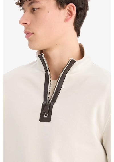 DeFacto Regular Fit Dik Yaka Yarım Fermuarlı Basic Düz Sweatshirt D7226AX25SPER37