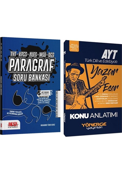 Yönerge Ayt Türk Dili Ve Edebiyatı Yazar Eser Konu Ve Akm Paragraf Soru Bankası Seti 2 Kitap