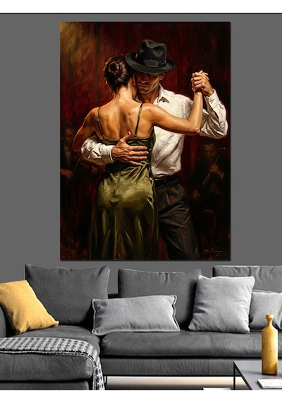 Tango Yapan Çift Dans Tablosu Dekoratif Kanvas - Mdf Ahşap Tablo
