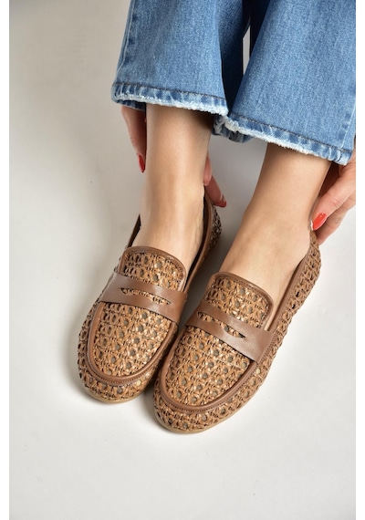 Fox Shoes Y267283309 Taba File Görünümlü Günlük Kadın Babet Taba
