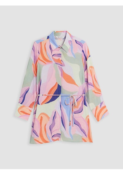 Lcw Everyday Karışık Beli Kuşaklı Desenli Kadın Gömlek Tunik