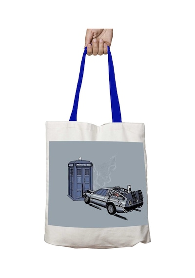 Art Hediye Mavi Kulplu Geleceğe Dönüş Dr Who Yıkanabilir Omuz Çanta Çok Renkli