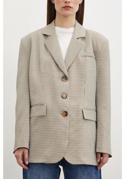 Ekose Blazer Ceket Kahve Kahve
