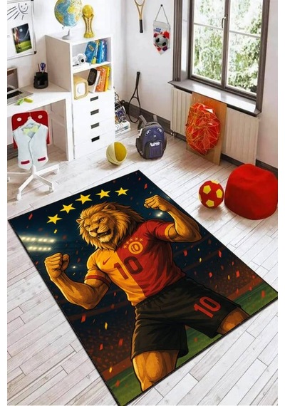 Sarı Şampiyon Aslan 5 Yıldız Kaymaz Taraftar Halısı Vh143n11 Sarı - Kırmızı