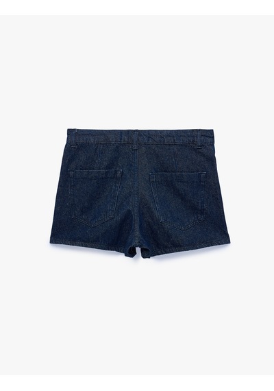 Koton Pamuklu Rahat Kalıp Cepli Denim Şort Etek Koyu İndigo 7wal70023md Dark Indigo