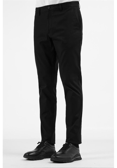 İmza Siyah Yan Cep Düz Paça Pamuklu Comfort Fit Chino Casual Pantolon 1003255167 Siyah