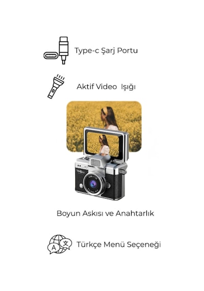 Teknoloji Gelsin Mini 1080P Ekranlı Dijital Anahtarlık Vlog Kamerası