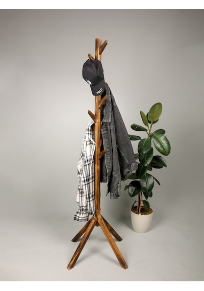Talasch Ahşap Ayaklı Askılık Portmanto Modern Elbise Askısı Konfeksiyon 175 Cm Naturel Ceviz