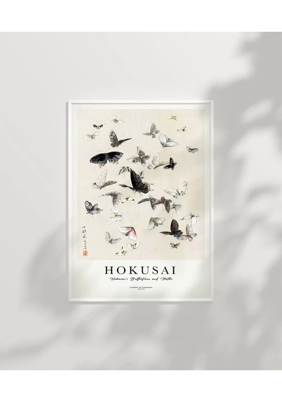 Çerçevesiz Poster Hokusai Hokusai'nin Kelebekleri Ve Güveleri