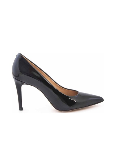 Rouge Deri Stiletto Kadın Topuklu Ayakkabı 4924-02V8 Siyah Rugan Siyah