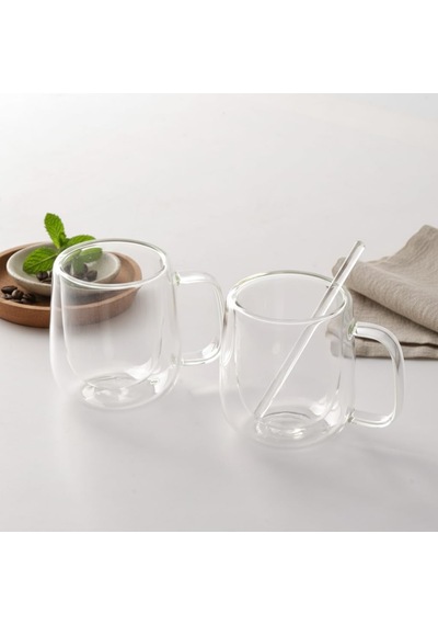 Lexroo 2'li Çift Cidarlı Cam Fincan Seti - 100 Ml Isıya Dayanıklı Espresso Ve Türk Kahvesi Bardağı Çok Renkli