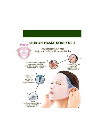 Silikon Yüz Maskesi Koruyucu & Sabitleyici Pembe