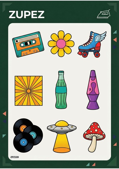 Retro Pop Ütü İle Uygulanabilir Transfer Tasarım Seti Premium Baskı Zpz100 - 820728617