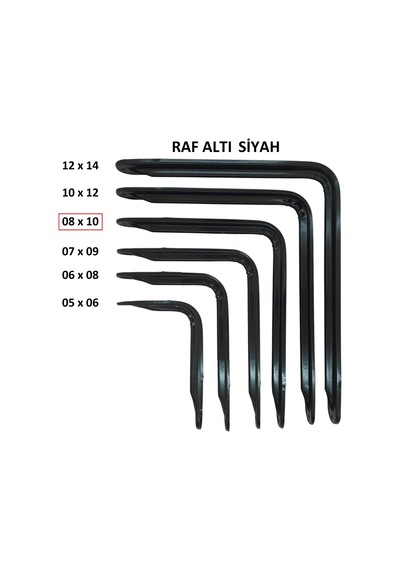 Metal Boyalı Lüx Siyah Raf Altı 8x10 - (2 Adet)