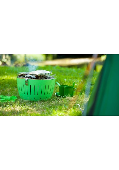Lotusgrill S Dumansız Kömürlü Mangal - Çantalı, Taşınabilir Kamp Barbeküsü Yeşil