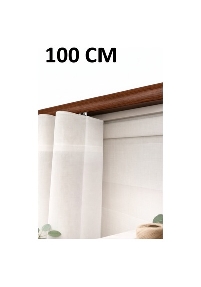 Ceviz Dekoratif Ray 2 Kanallı Dekoratif Metal Perde Kornişi Ceviz100cm - 847807672 Ceviz100cm