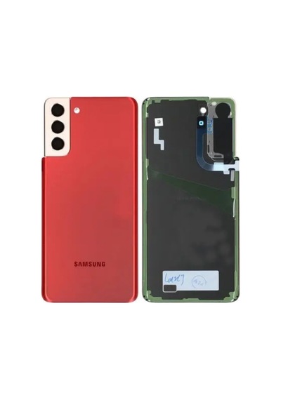 Samsung S21 Plus Kırmızı Uyumlu Kamera Camlı Arka Cam Batarya Pil Kapağı Telefon Arka Kapak 50602599