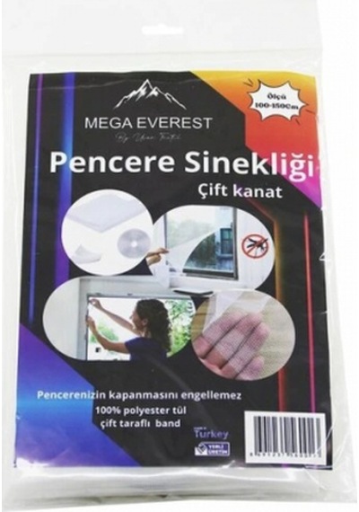 Çift Kanat Tül Pencere Sineklik 100x150cm - 5mt Bant 5324
