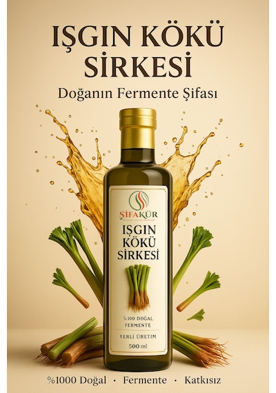Şifakür Işgın Kökü Sirkesi 500ml Doğal Fermente Katkısız Mutfak Ve İçim