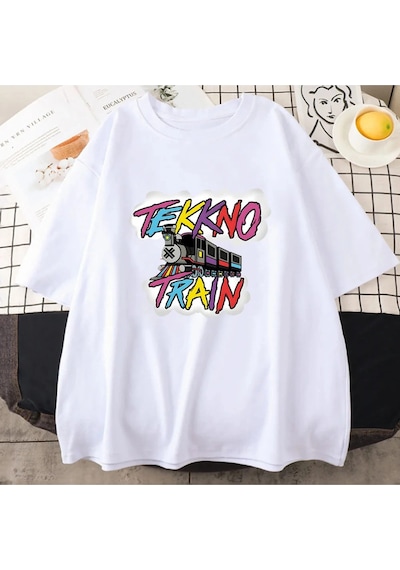 Startmore Beyaz Tekkno Tren Grafik Baskılı Elektrikli Callboy Band -gömlek Hayranları İçin Beyaz Startmore Beyaz Tekkno Tren Grafik Baskılı Elektrikli Callboy Band -gömlek Hayranları İçin Beyaz