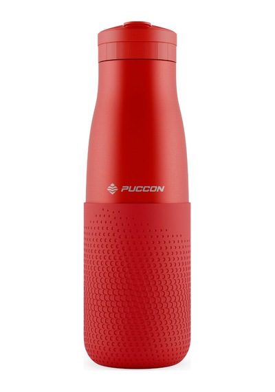 Puccon Kırmızı 500 Ml Çelik Okul Matarası - Silikon Gövdeli Nokta Çelik Termos - 50024